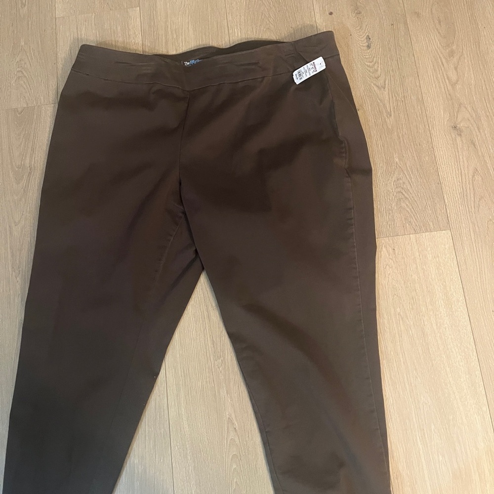 Croft & Barrow Effortless Stretch Pants Women’s 24W Short Brown Pull-On Wo